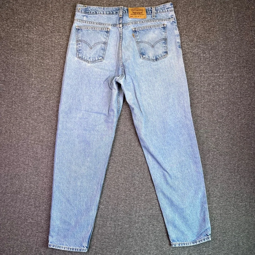 VTG 90s Levis 550 Jeans Mens 38x32 Light Wash Orange Tab Tapered Relaxed Grunge‎